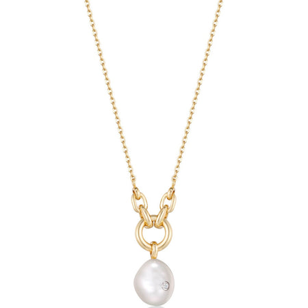 Ania Haie Pearl Sparkle Pendant Gold Necklace