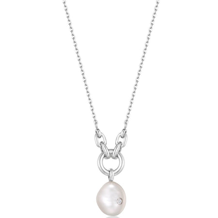 Ania Haie Pearl Sparkle Pendant Silver Necklace