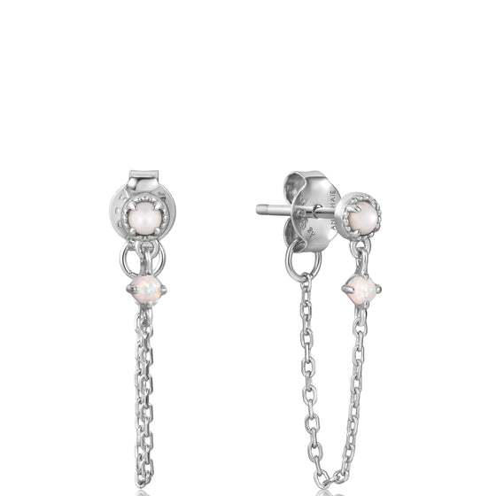 Ania Haie Rising Star Opal Silver Chain Drop Earrings