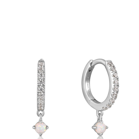 Ania Haie Rising Star Opal Silver Huggie Hoop Earrings