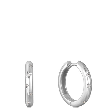 Ania Haie Rising Star Scattered Stars Silver Hoop Earrings
