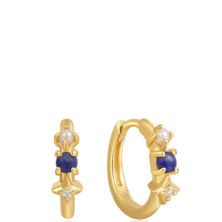 Ania Haie Second Nature Lapis Star Gold Hoop Earrings