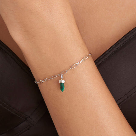 Ania Haie Second Nature Malachite Point Silver Bracelet