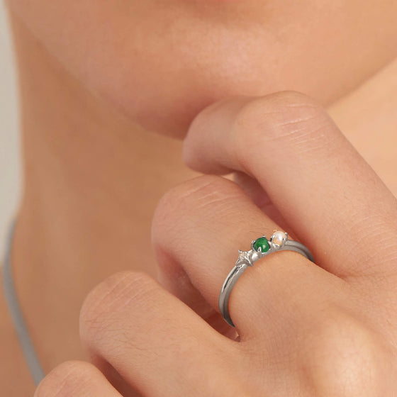 Ania Haie Second Nature Malachite Star Silver Ring