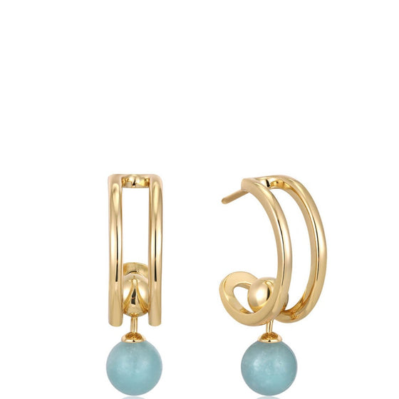 Ania Haie Spaced Out Gold Orb Hoop Earrings - Amazonite