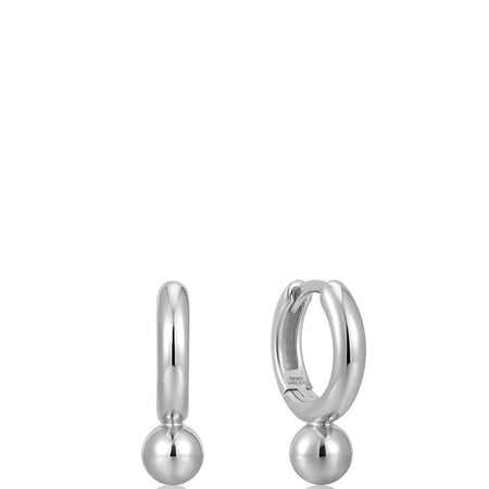 Ania Haie Spaced Out Silver Orb Drop Huggie Hoop Earrings