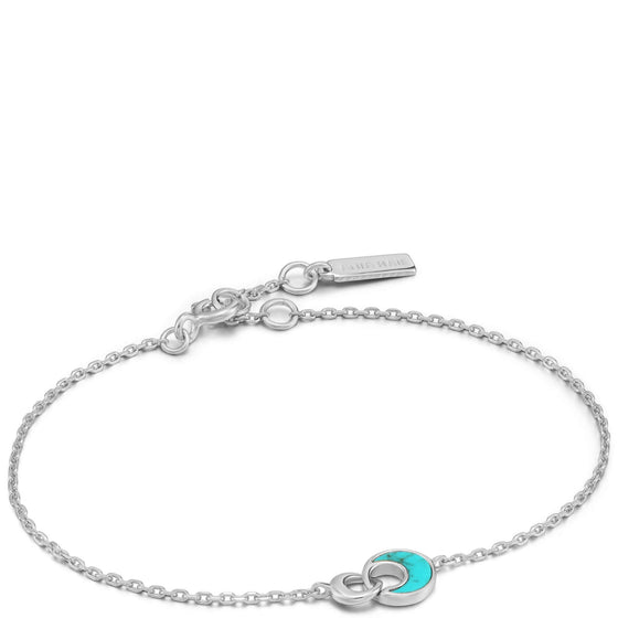 Ania Haie Turning Tides Turquoise Silver Crescent Link Bracelet