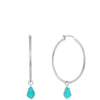 Ania Haie Turning Tides Turquoise Silver Drop Hoop Earrings