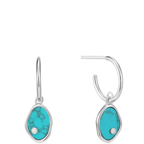 Ania Haie Turning Tides Turquoise Silver Mini Hoop Earrings