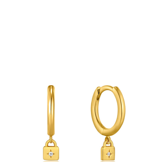 Ania Haie Under Lock & Key Huggie Hoop Gold Earrings