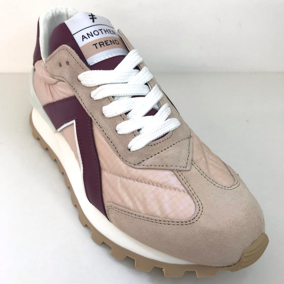 Another Trend Nude & Burgundy Lace Up Sneakers