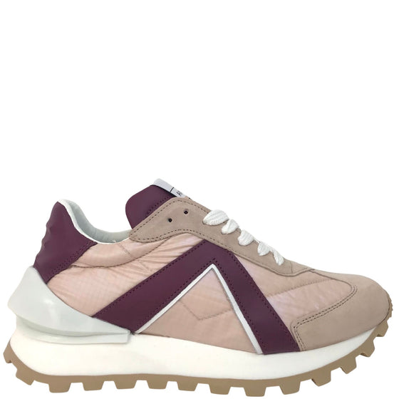 Another Trend Nude & Burgundy Lace Up Sneakers