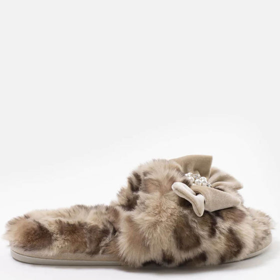 Anya Leopard Design Bow Slippers