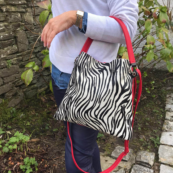 Owen Barry Iggy Leather Bag - Zebra/Chilli Red Leather