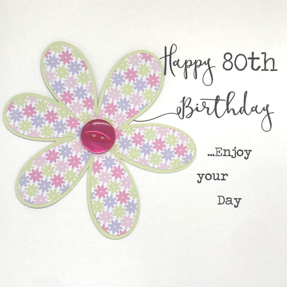 Happy 80th Birthday Card - Flower