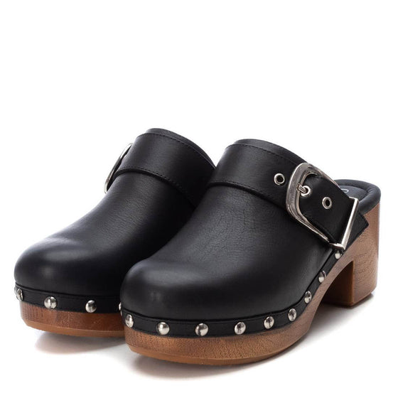 Carmela Black Leather Slip On Clogs