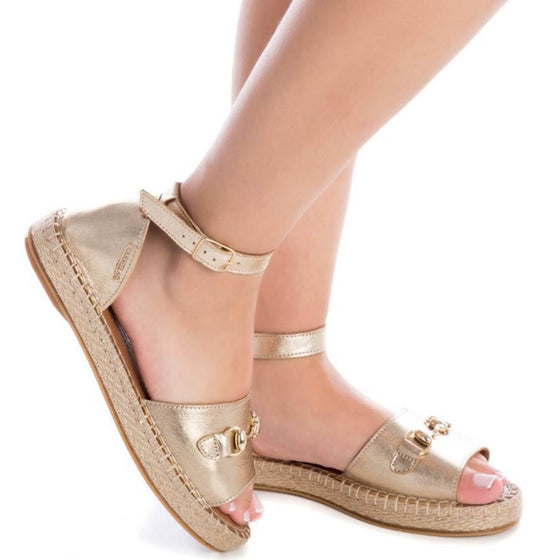 Carmela Gold Leather Espadrille Sandals