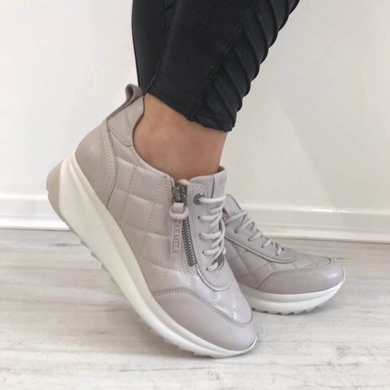 Carmela Grey Quilted Sneakers