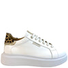Carmela White Leather Lace Up Sneakers - Gold