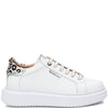 Carmela White Leather Lace Up Sneakers - Silver