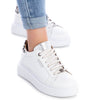 Carmela White Leather Lace Up Sneakers - Silver