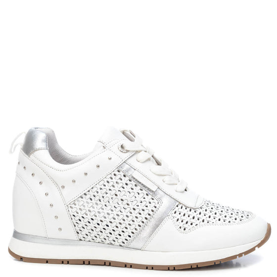 Carmela White & Silver Wedge Sneakers 