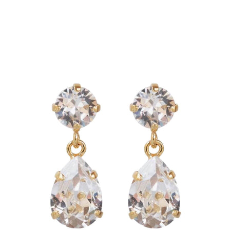 Caroline Svedbom Gold Mini Drop Earrings - Clear Crystal