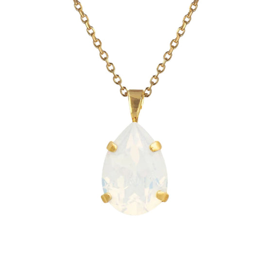 Caroline Svedbom Gold Mini Drop Necklace - White Opal