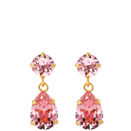 Caroline Svedbom Gold Mini Drop Earrings - Light Rose