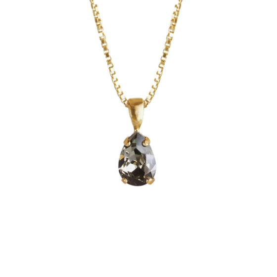 Caroline Svedbom Gold Petite Drop Necklace - Black Diamond