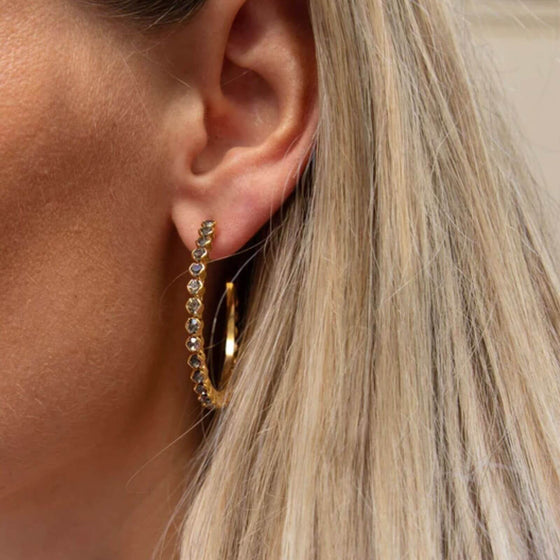 Caroline Svedbom Gold Siri Hoop Earrings - Black Diamond