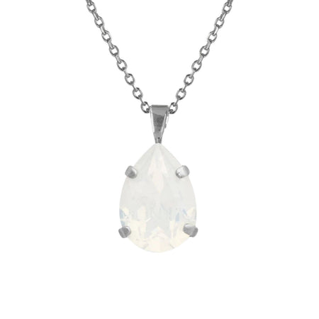 Caroline Svedbom Silver Mini Drop Necklace - White Opal