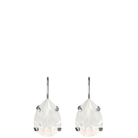 Caroline Svedbom Silver Mini Drop Clasp Earrings - White Opal