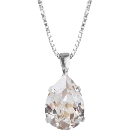 Caroline Svedbom Silver Mini Drop Necklace - Clear Crystal
