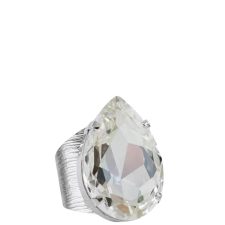 Caroline Svedbom Silver Perfect Drop Ring - Clear Crystal