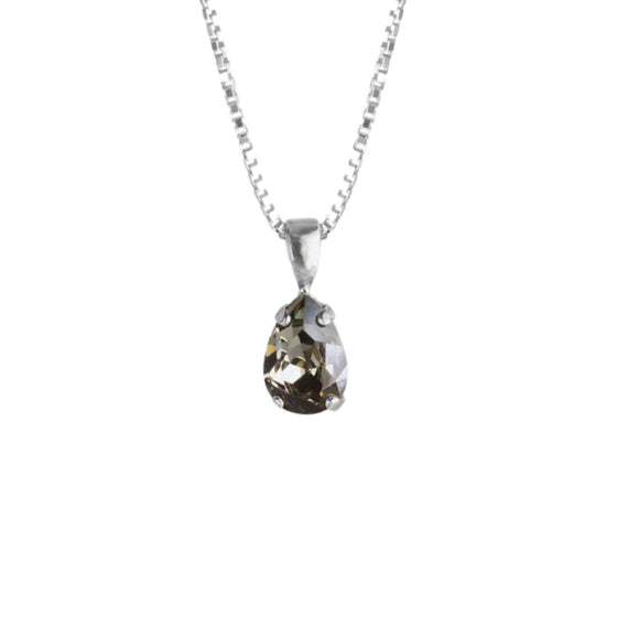 Caroline Svedbom Silver Petite Drop Necklace - Black Diamond
