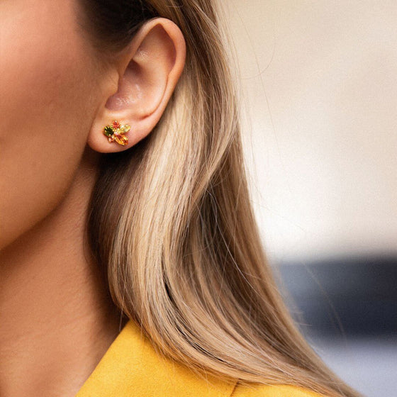Caroline Svedbom Tessa Gold Stud Earrings - Pomelo Combo