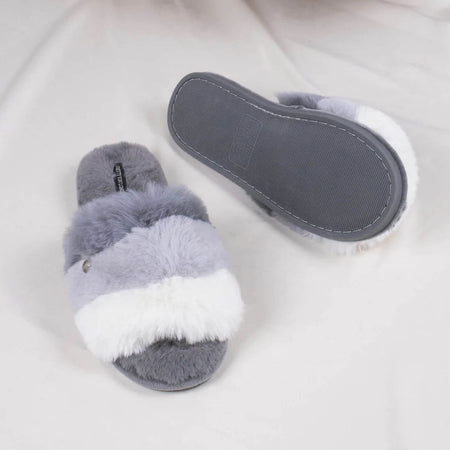 Charley Grey Fluffy Slippers