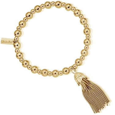 ChloBo Mini Small Ball Tassel Bracelet - Gold