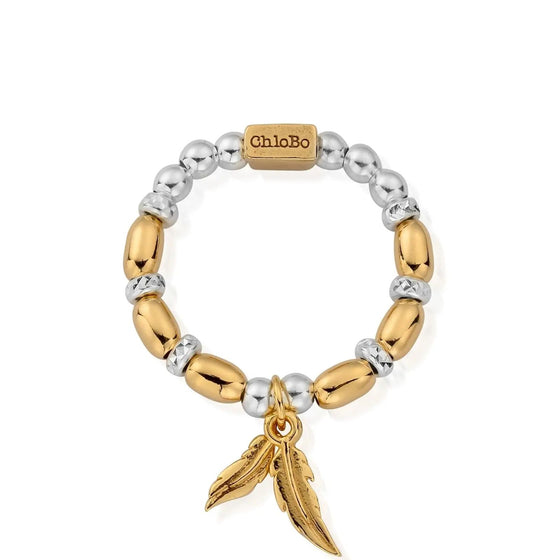 ChloBo Dainty Double Feather Ring  - Two Tone