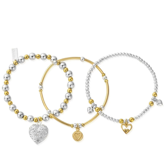 ChloBo Compassion Bracelet Set - Gold & Silver