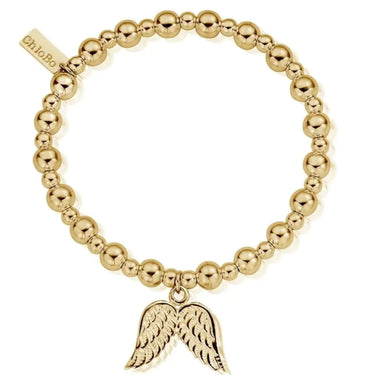 ChloBo Small Ball Double Angel Wing Bracelet - Gold