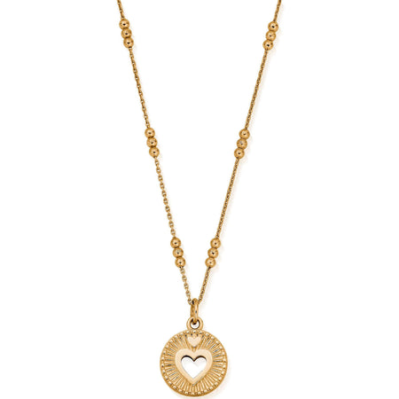ChloBo Triple Bobble Chain Guiding Heart Necklace - Gold