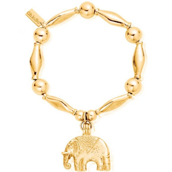 (1-0528) Gold Laminate - 3mm Figaro Link Elephants Bracelet - 7.5