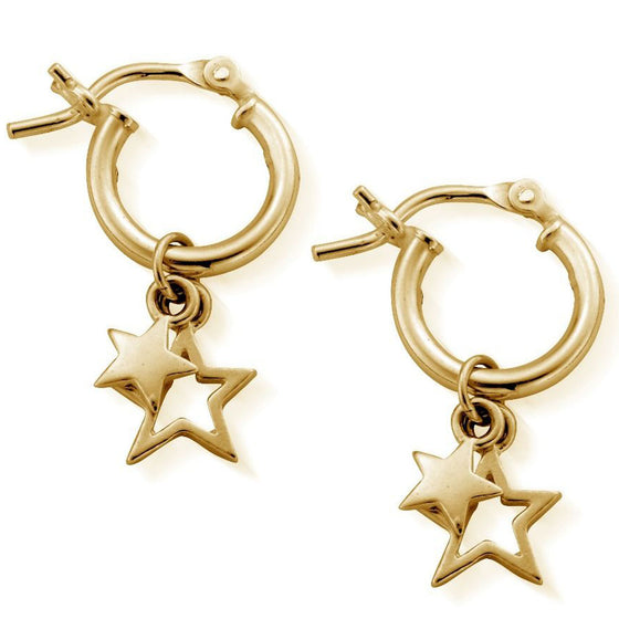 ChloBo Double Star Small Hoop Earrings - Gold