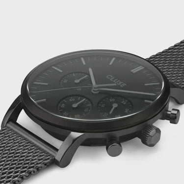 Cluse Aravis Chrono Black Mesh Watch