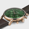 Cluse Aravis Chrono Rose Gold/Brown Leather Watch - Green