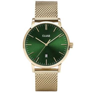 Cluse Aravis Gold Mesh Watch - Green