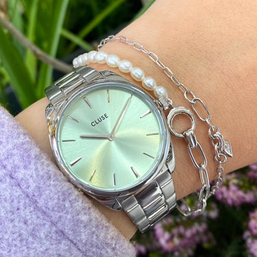 Cluse Feroce Petite Silver Mint Green Watch
