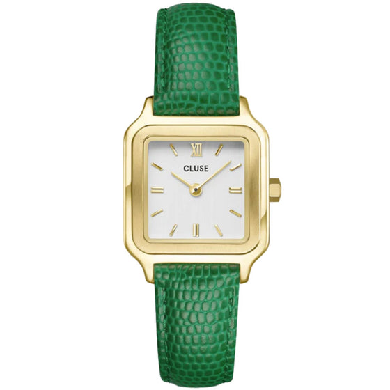 Cluse Gracieuse Petite Green Leather Strap Gold Watch
